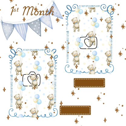 Baby Boy 1st year memory album pages 12x12 size