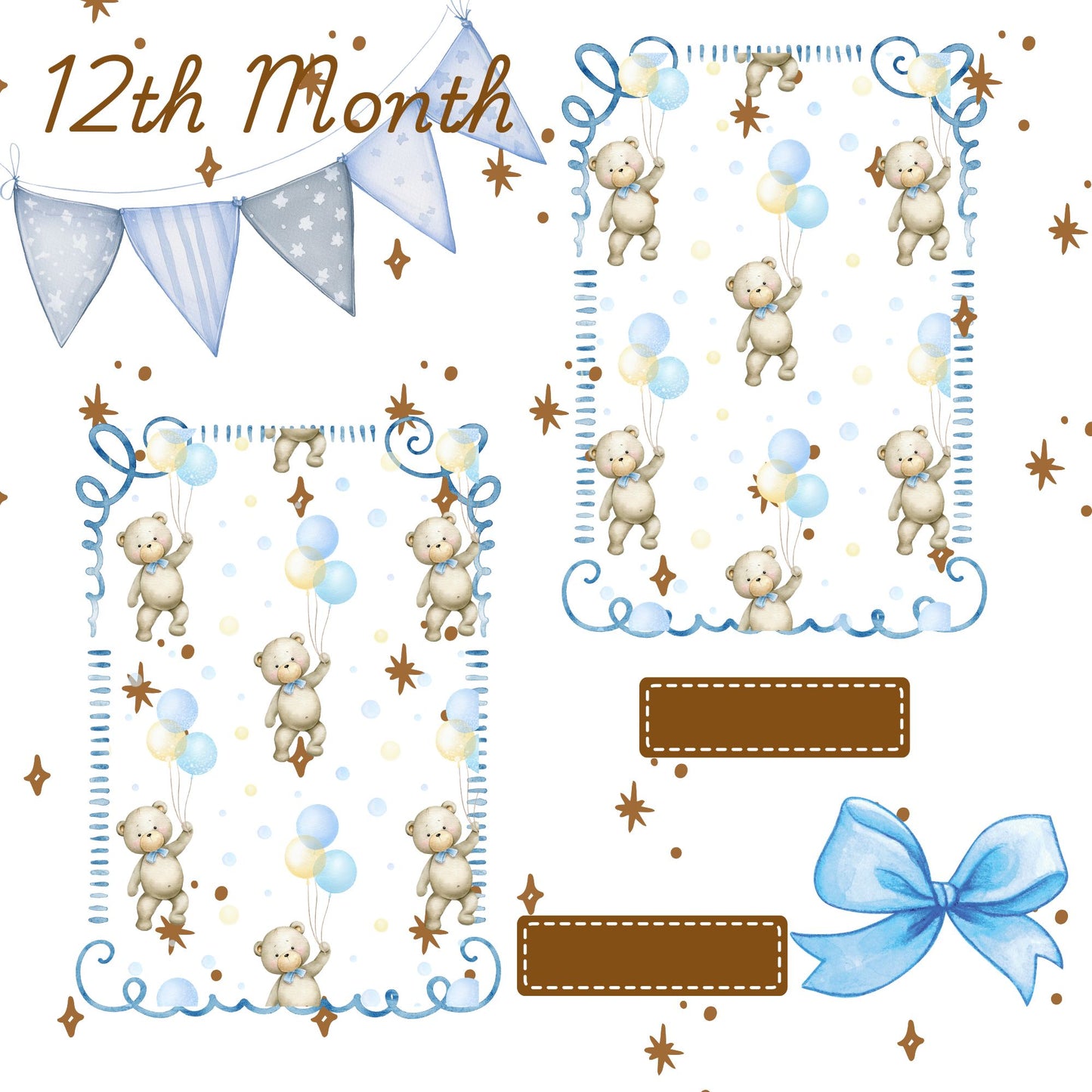 Baby Boy 1st year memory album pages 12x12 size