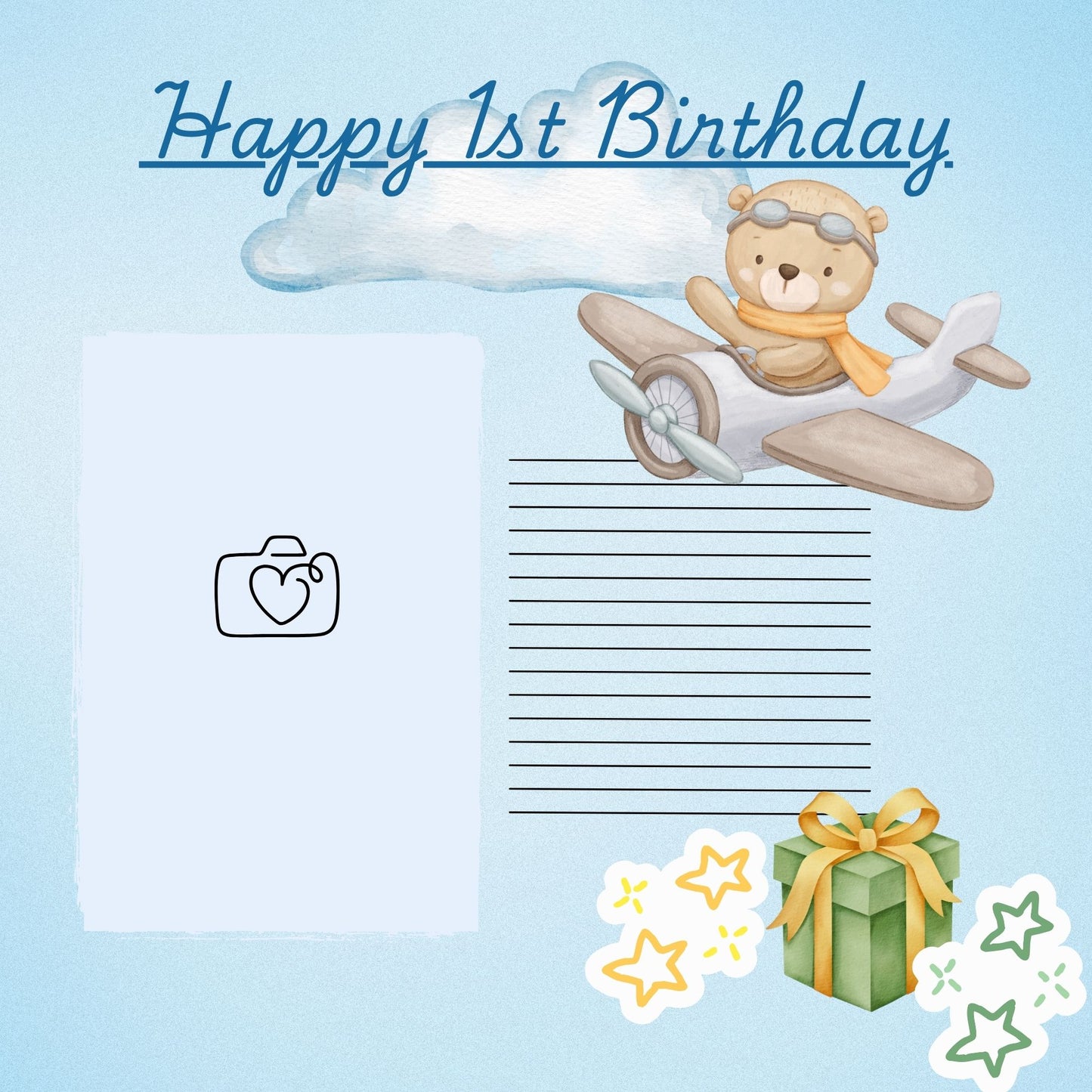 Baby Boy 1st year memory album pages 12x12 size