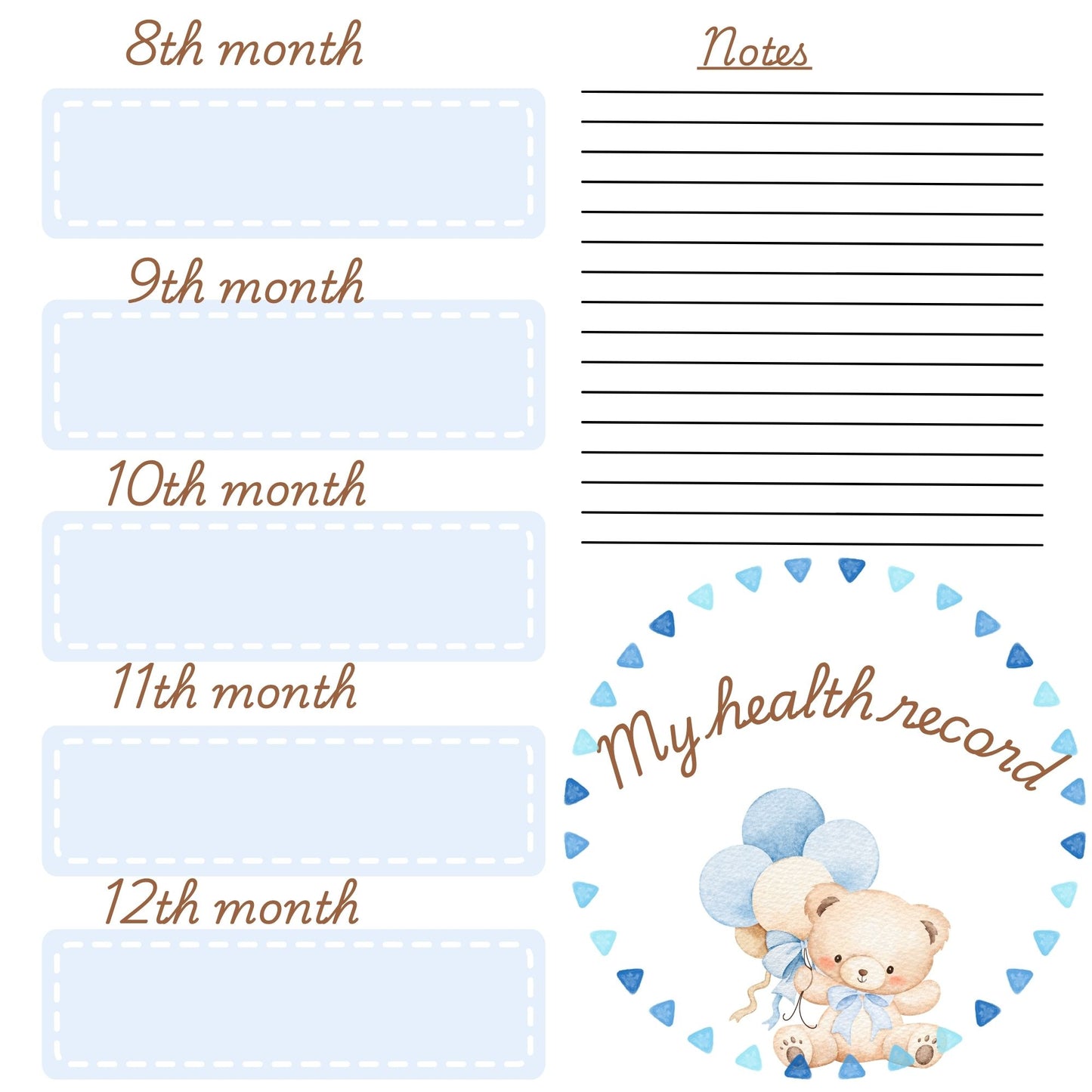 Baby Boy 1st year memory album pages 12x12 size