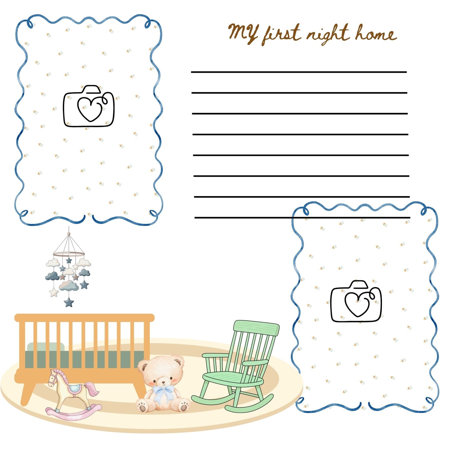 Baby Boy 1st year memory album pages 12x12 size