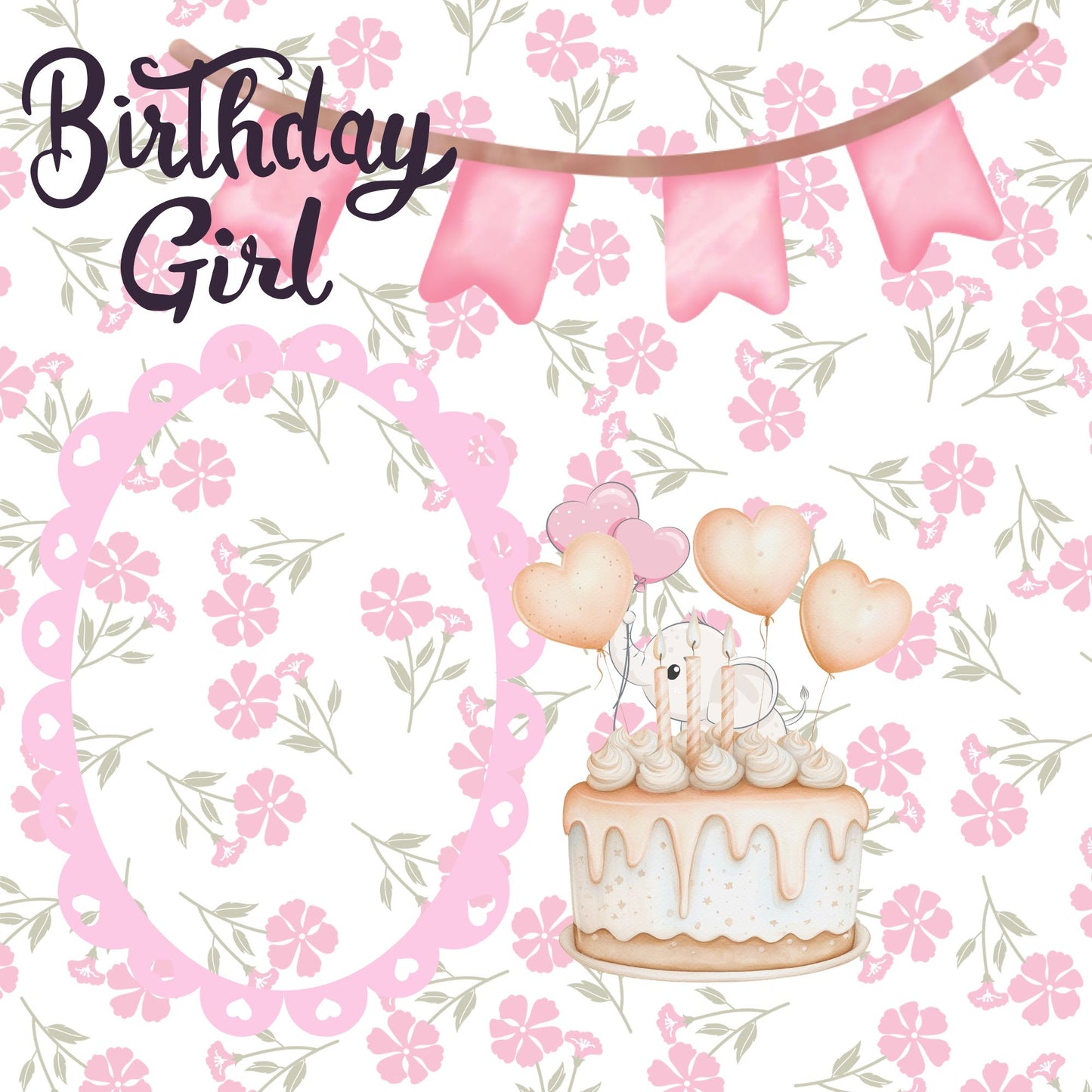 Pink elephant baby memory album 8x8
