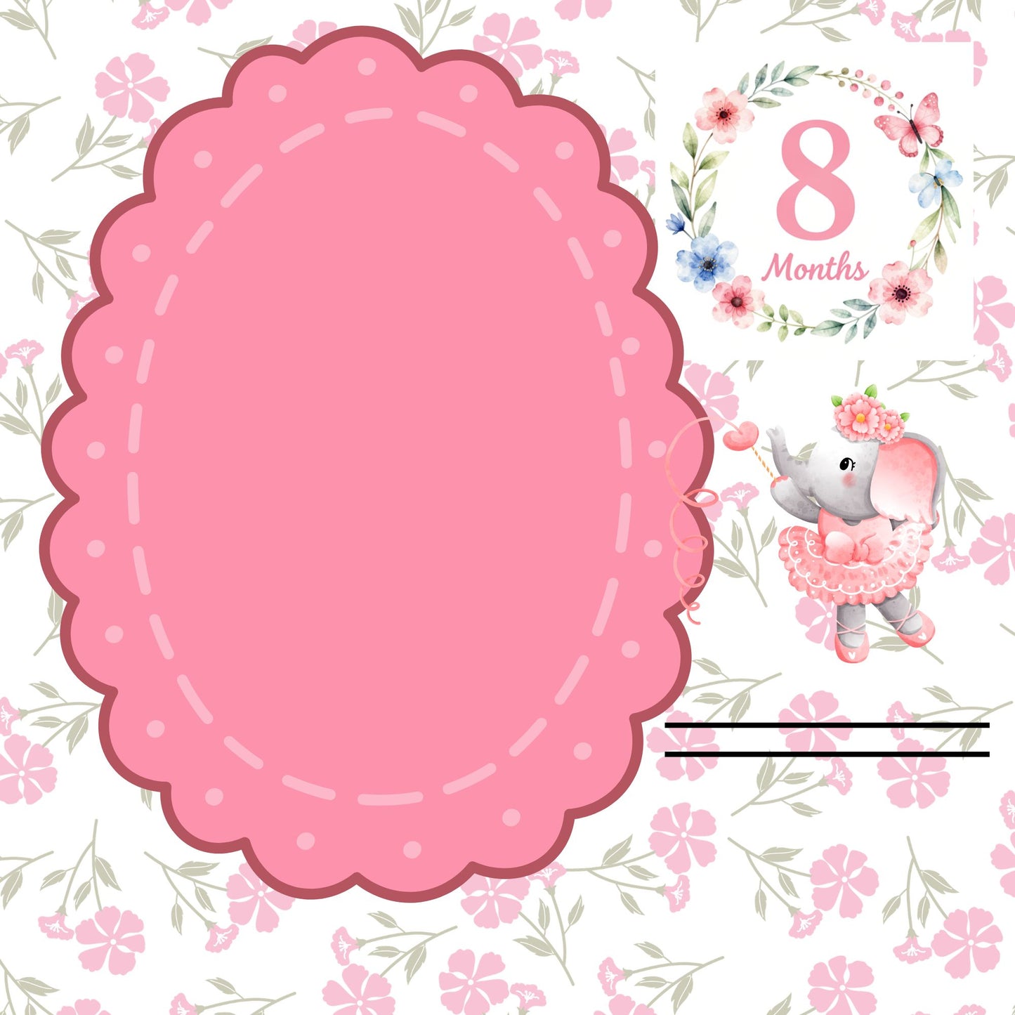 Pink elephant baby memory album 8x8