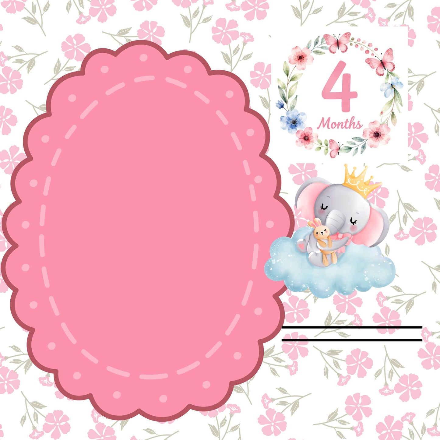 Pink elephant baby memory album 8x8