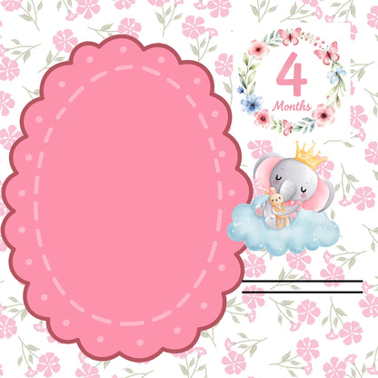 Pink elephant baby memory album 8x8