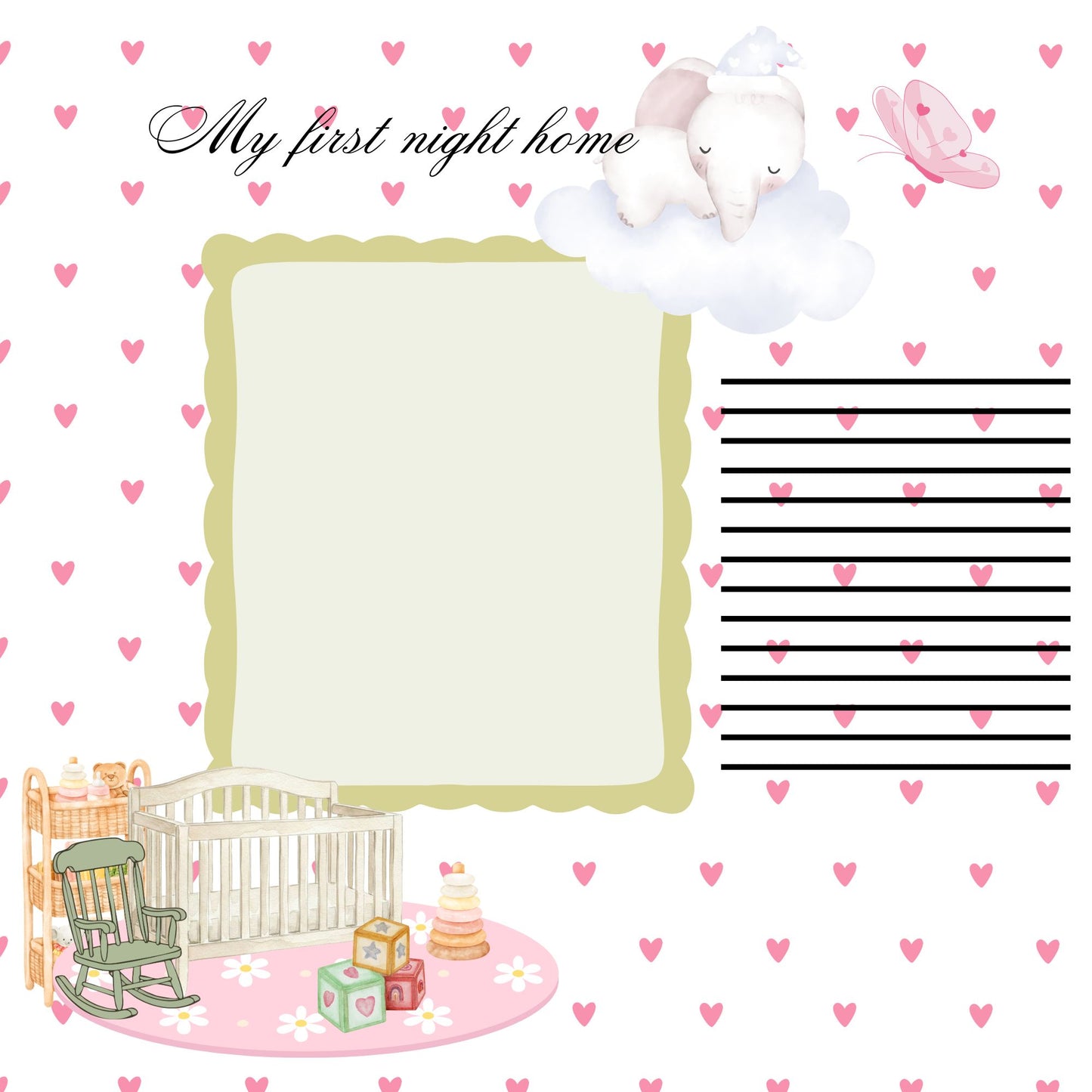 Pink elephant baby memory album 8x8