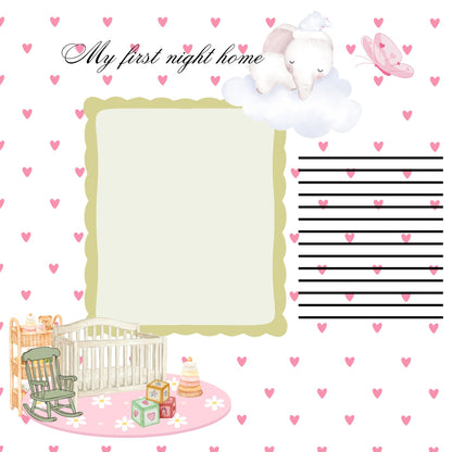 Pink elephant baby memory album 8x8