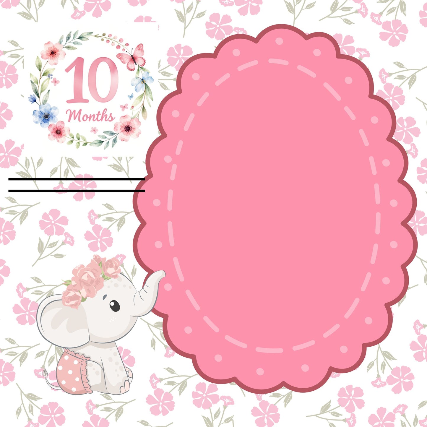Pink elephant baby memory album 8x8