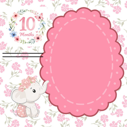 Pink elephant baby memory album 8x8