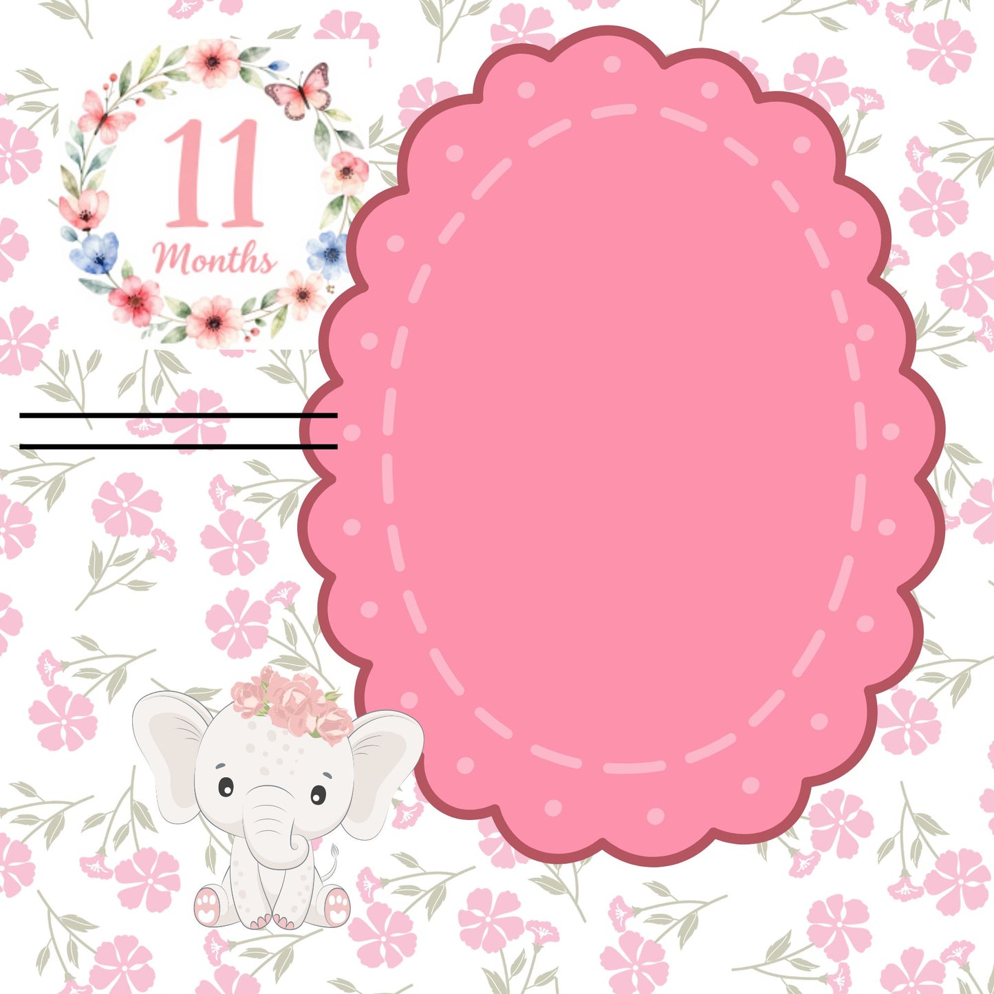 Pink elephant baby memory album 8x8