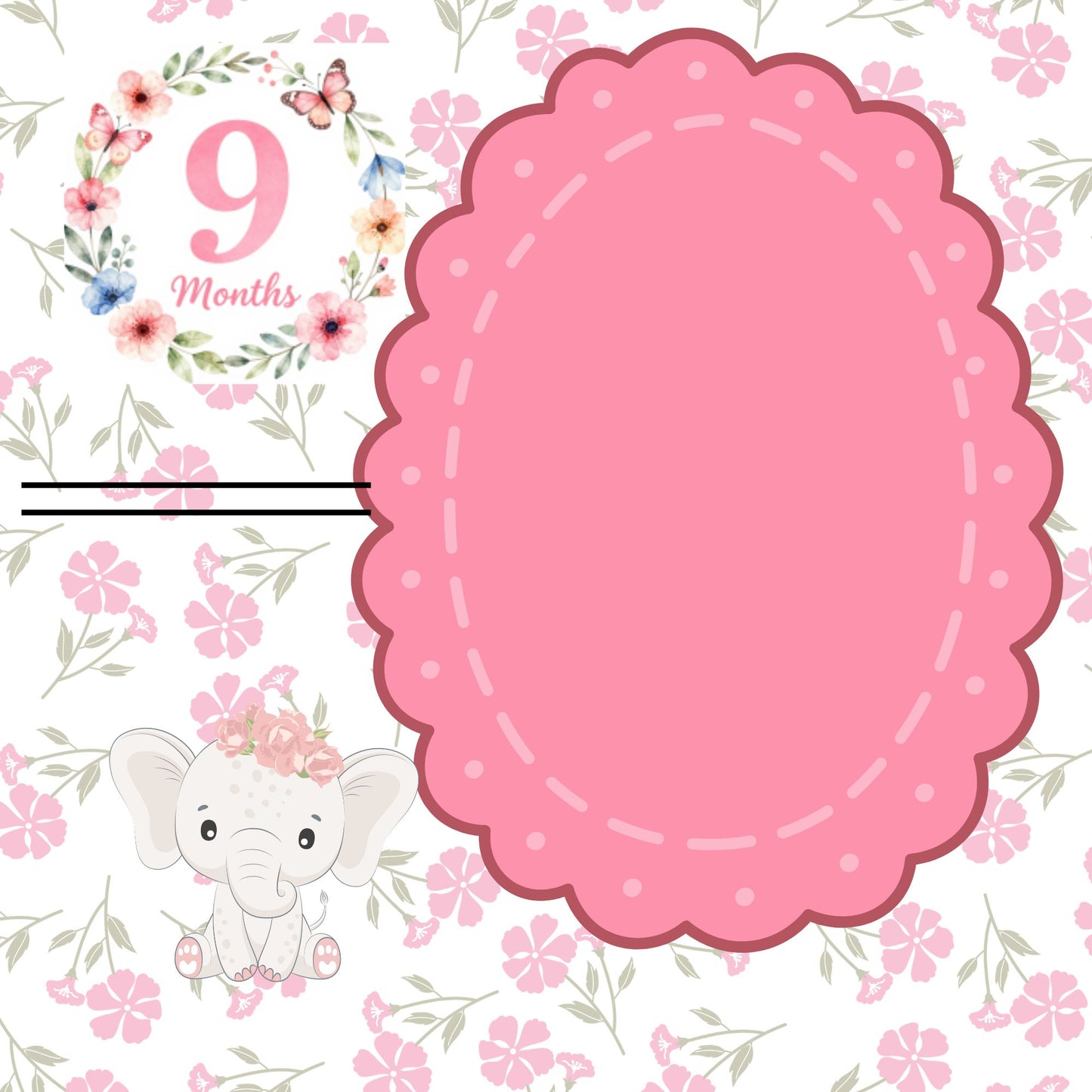 Pink elephant baby memory album 8x8