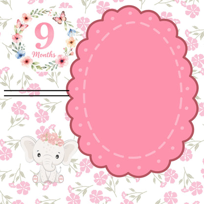 Pink elephant baby memory album 8x8