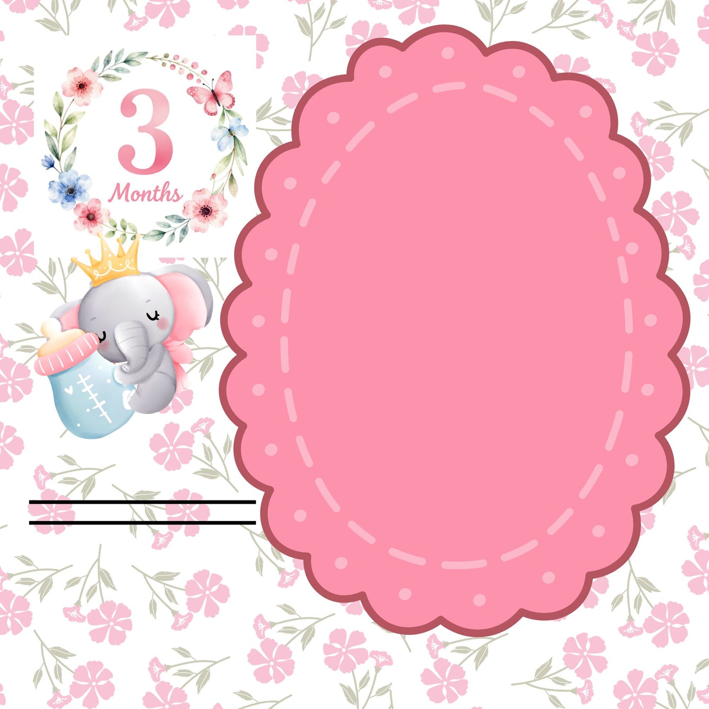 Pink elephant baby memory album 8x8