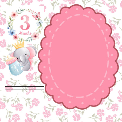 Pink elephant baby memory album 8x8