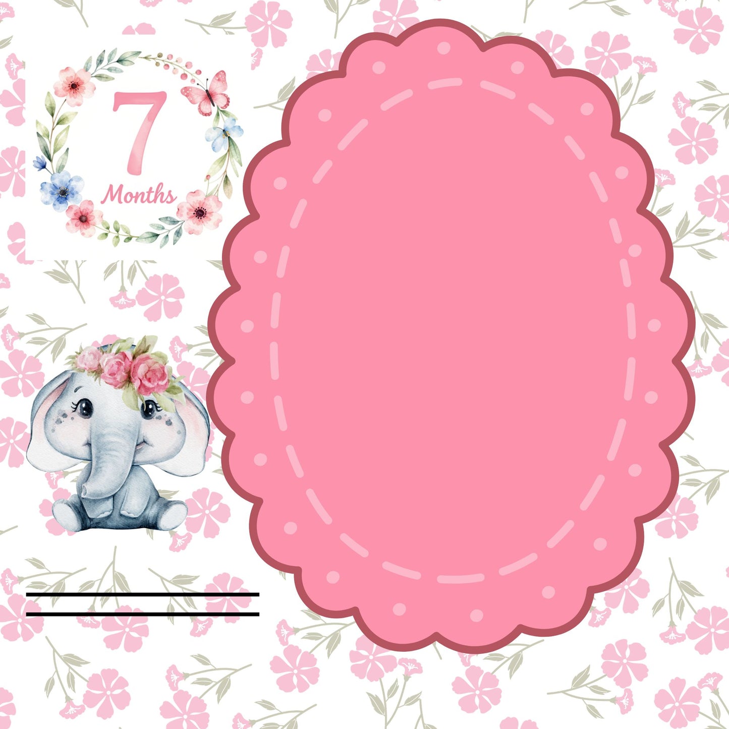 Pink elephant baby memory album 8x8