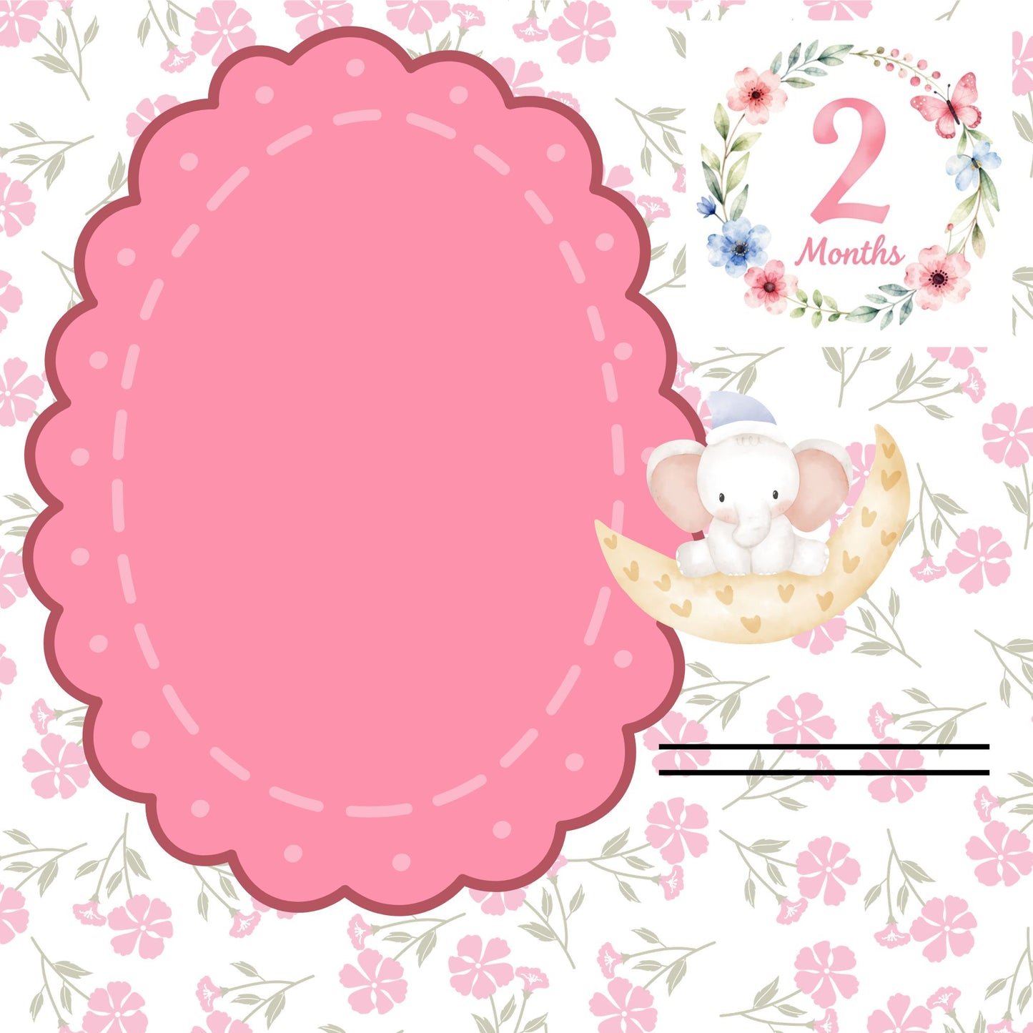 Pink elephant baby memory album 8x8
