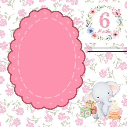 Pink elephant baby memory album 8x8