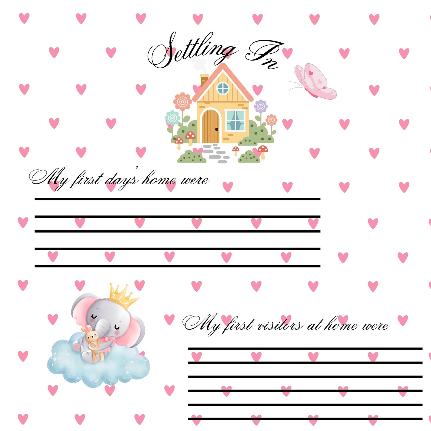 Pink elephant baby memory album 8x8