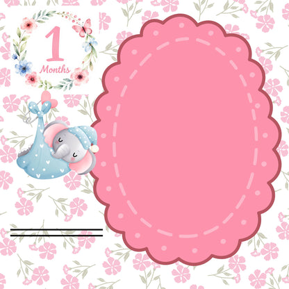 Pink elephant baby memory album 8x8