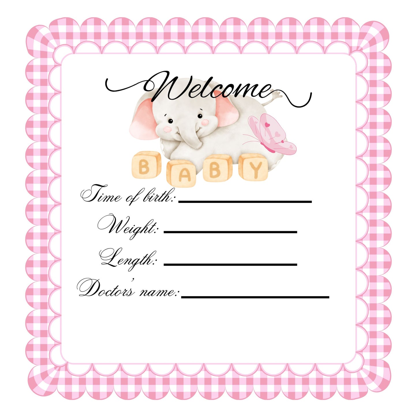 Pink elephant baby memory album 8x8